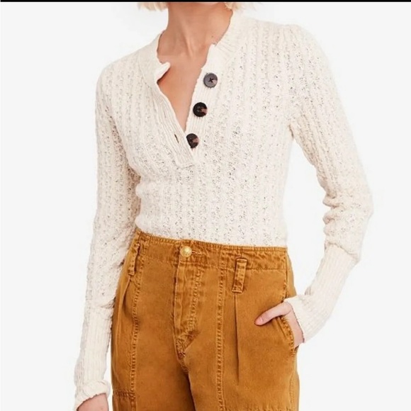 Free People All My Friends Knitted Henley Sweater - Picture 2 of 9